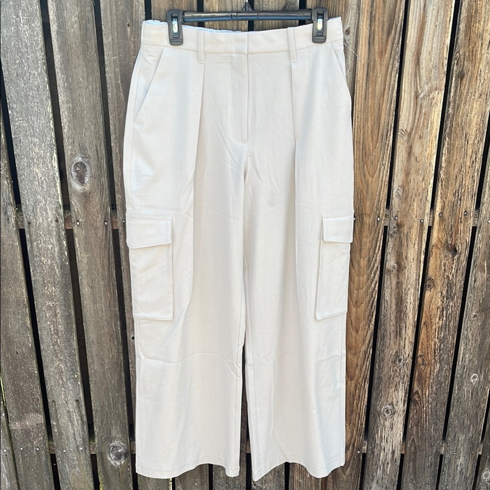 Abercrombie & Fitch 29 8 Khaki Wide Leg Cargo Trousers Pants Pleats Dressy